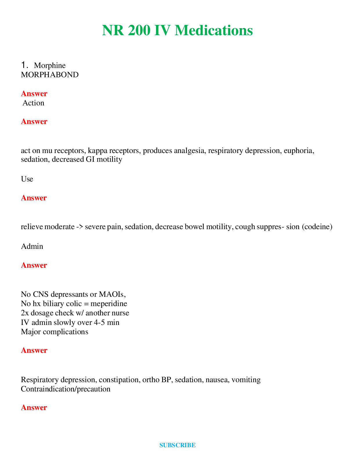NR 200  |  IV Medications Questions & Answers with rationales