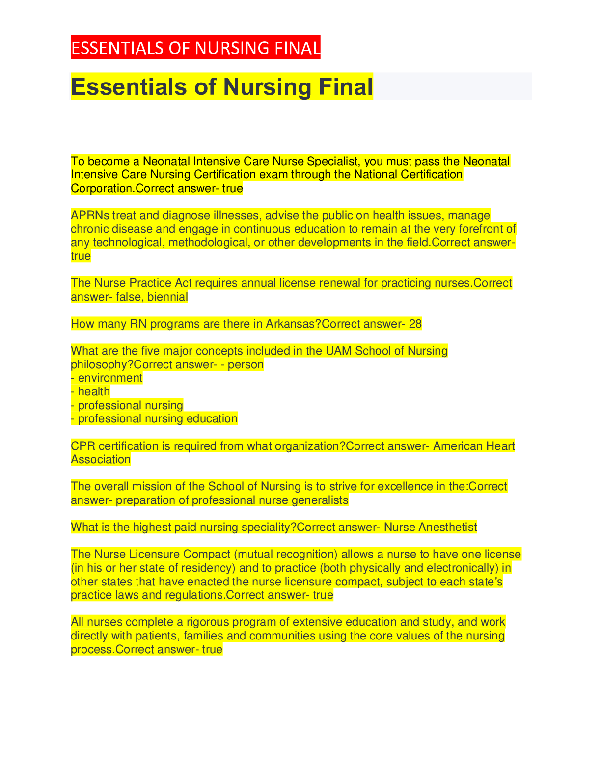 Preview image for NCLEX RN/PN PREP (100% QUESTION AND ANSWERS)