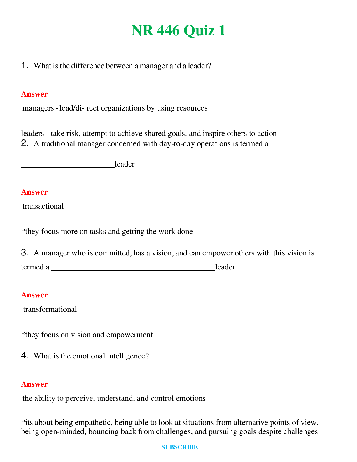 NR 446 Quiz 1  | Questions & Answers with rationales