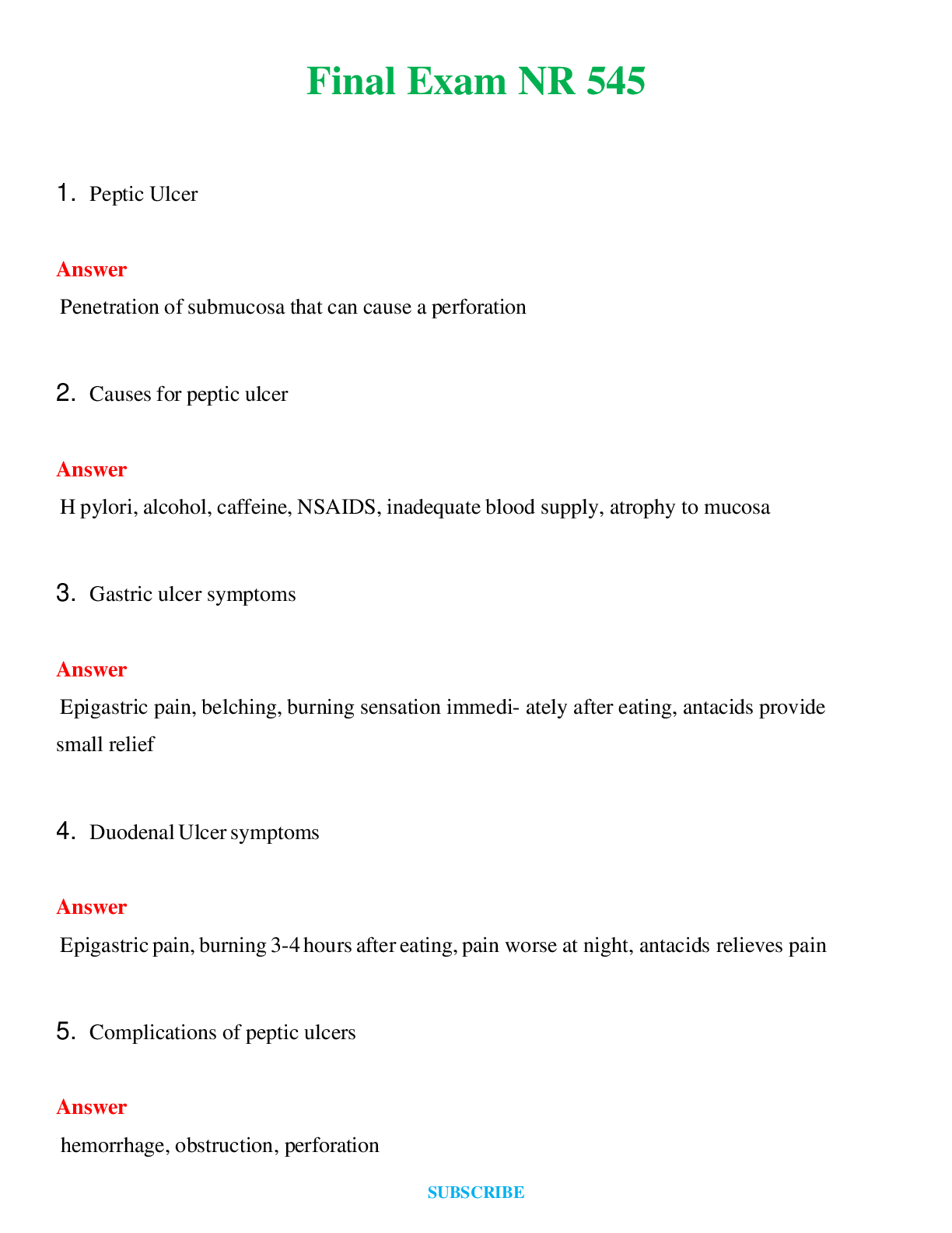 Final Exam NR 545  | Questions & Answers with rationales