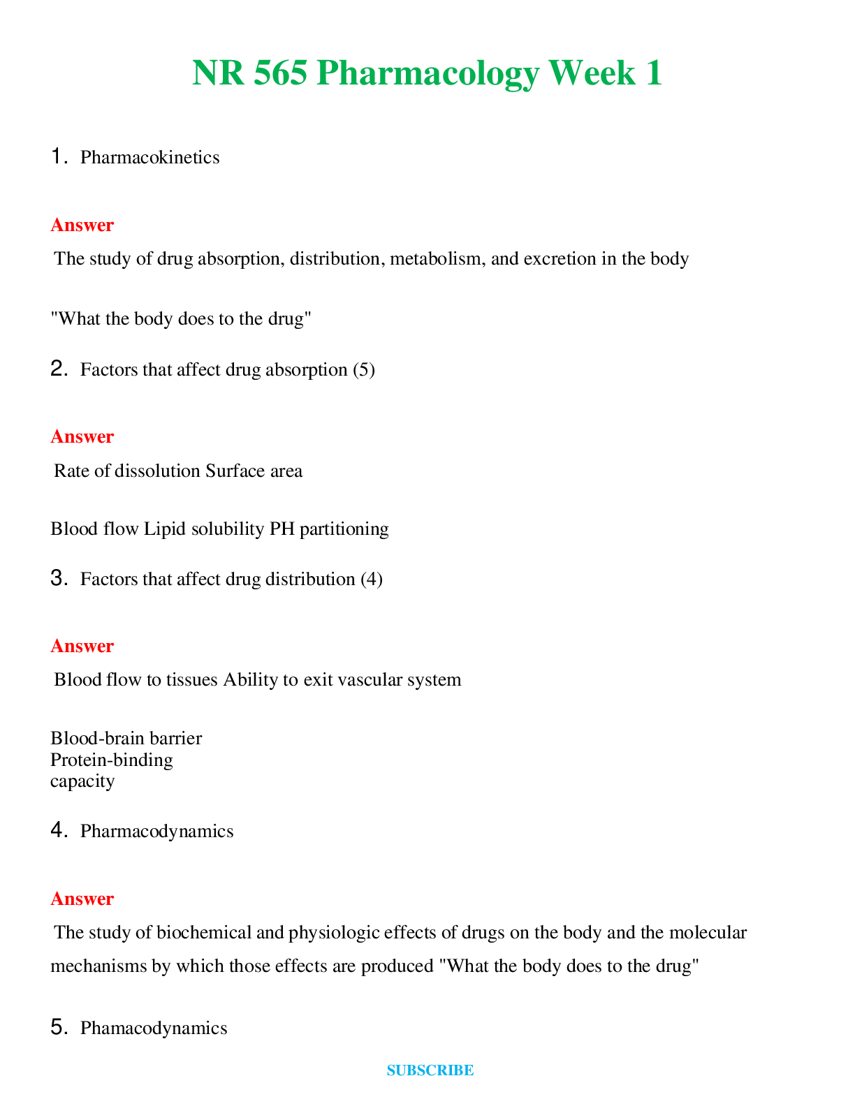 NR 565 Pharmacology Week 1  | Questions & Answers with rationales