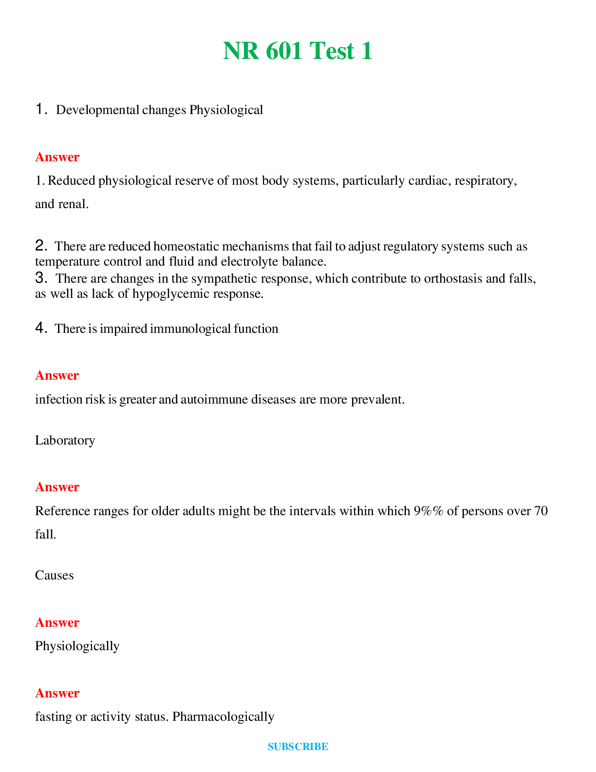 NR 601 Test 1 | Questions & Answers with rationales