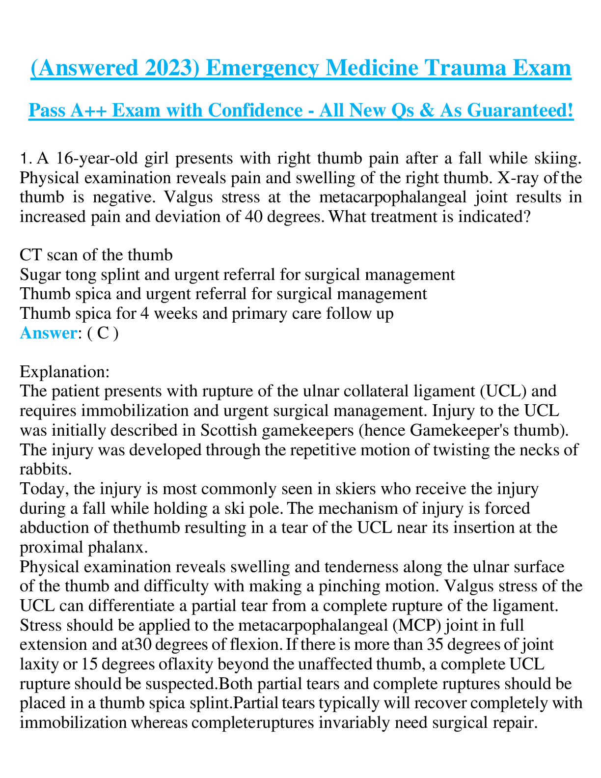 Preview of (Answered 2023) Emergency Medicine Trauma Exam Pass A++ Exam with Confidence - All New Qs