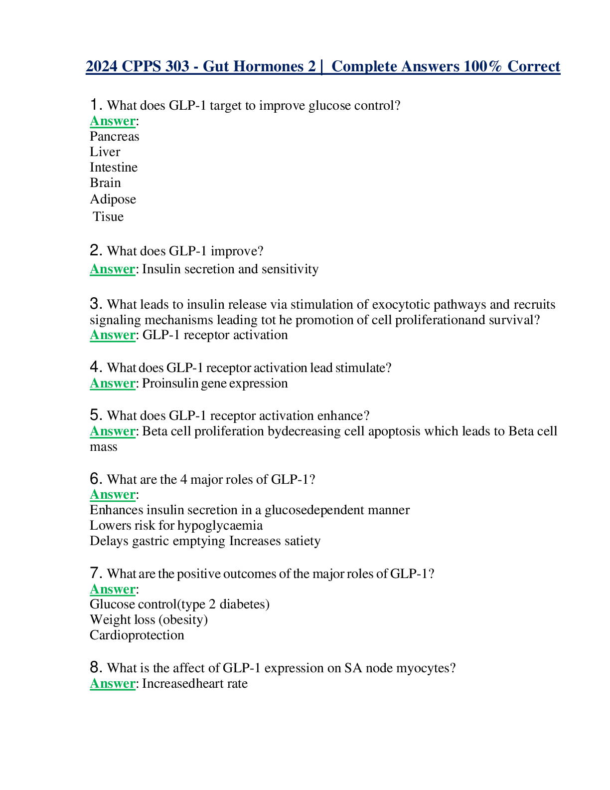 Preview image of 2024 CPPS 303 - Gut Hormones 2 | Complete Answers 100% Correct document