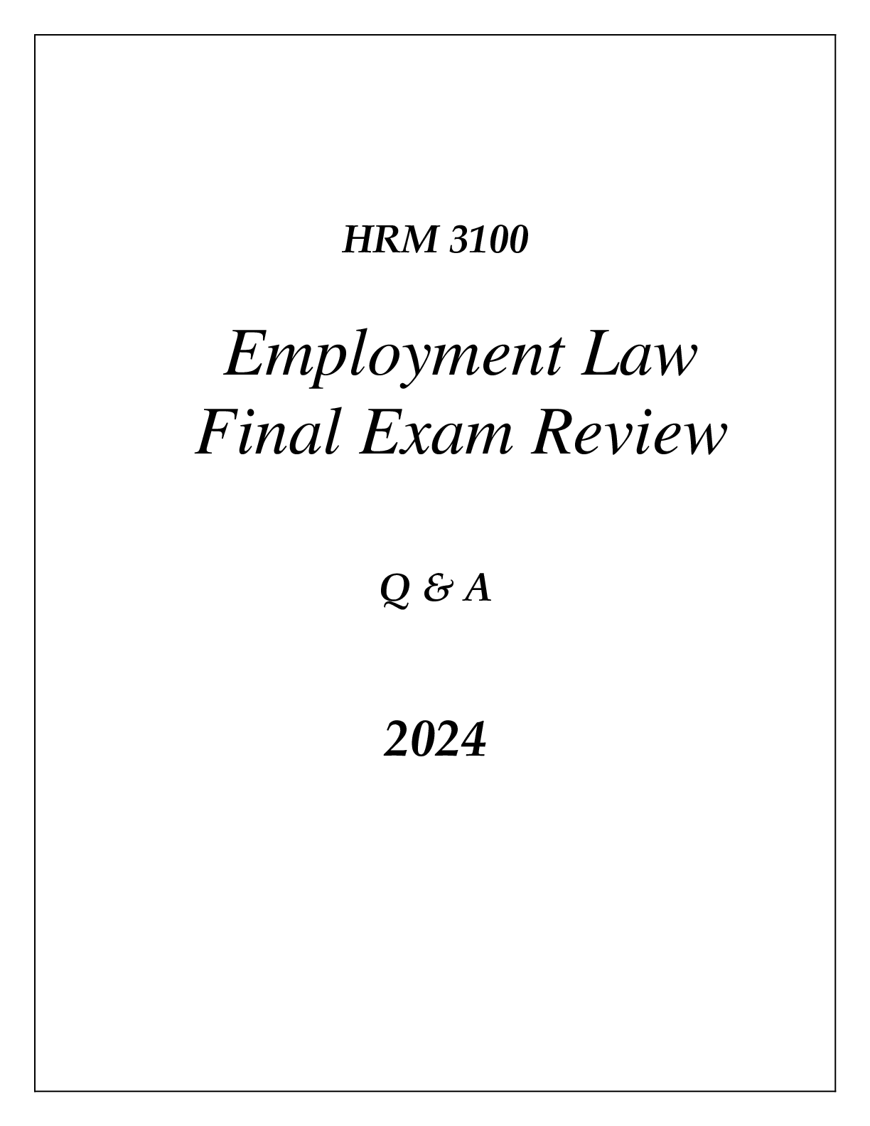 Preview image for (WGU C233) HRM 3100 EMPLOYEMENT LAW FINAL EXAM REVIEW Q & A 2024