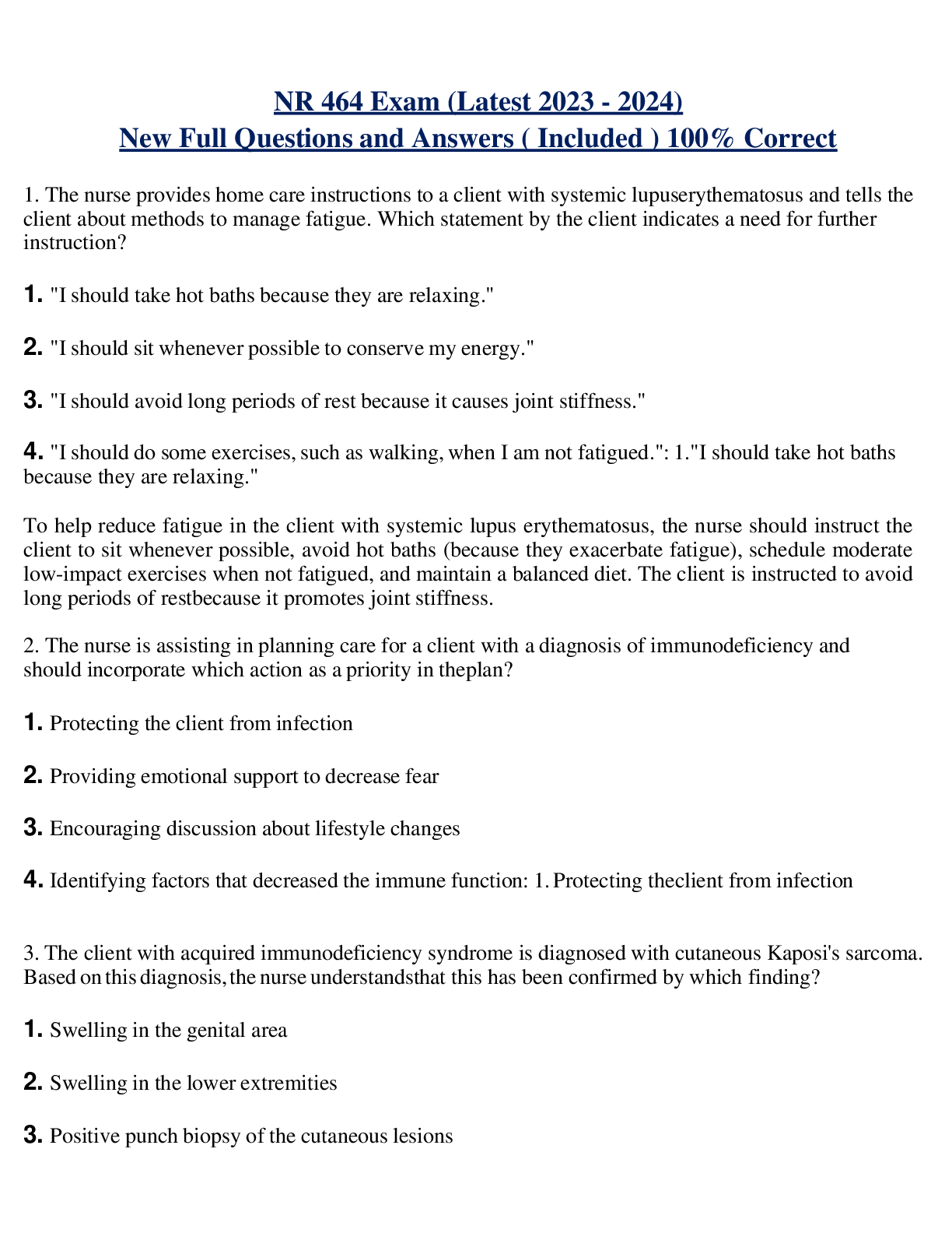 NR 464 Exam (Latest 2023 - 2024) New Full Questions and Answers ( Included ) 100% Correct