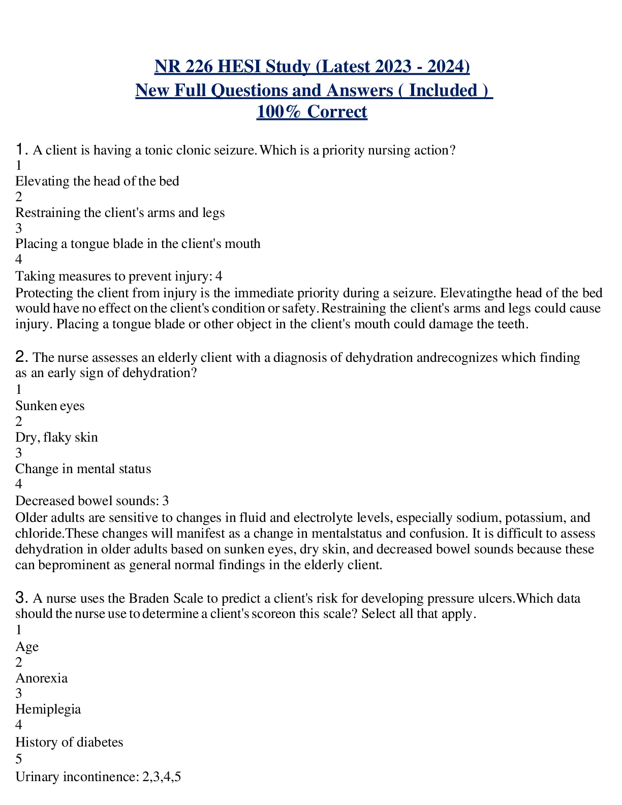 NR 226 HESI Study (Latest 2023 - 2024) New Full Questions and Answers ( Included )  100% Correct