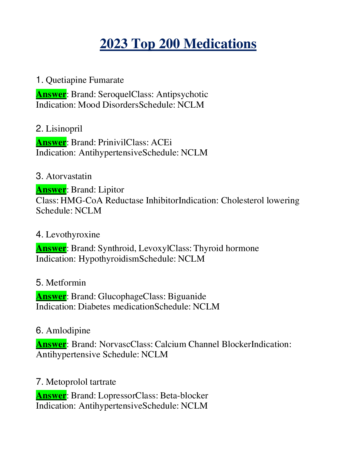 Preview image of 2023 Top 200 Medications document