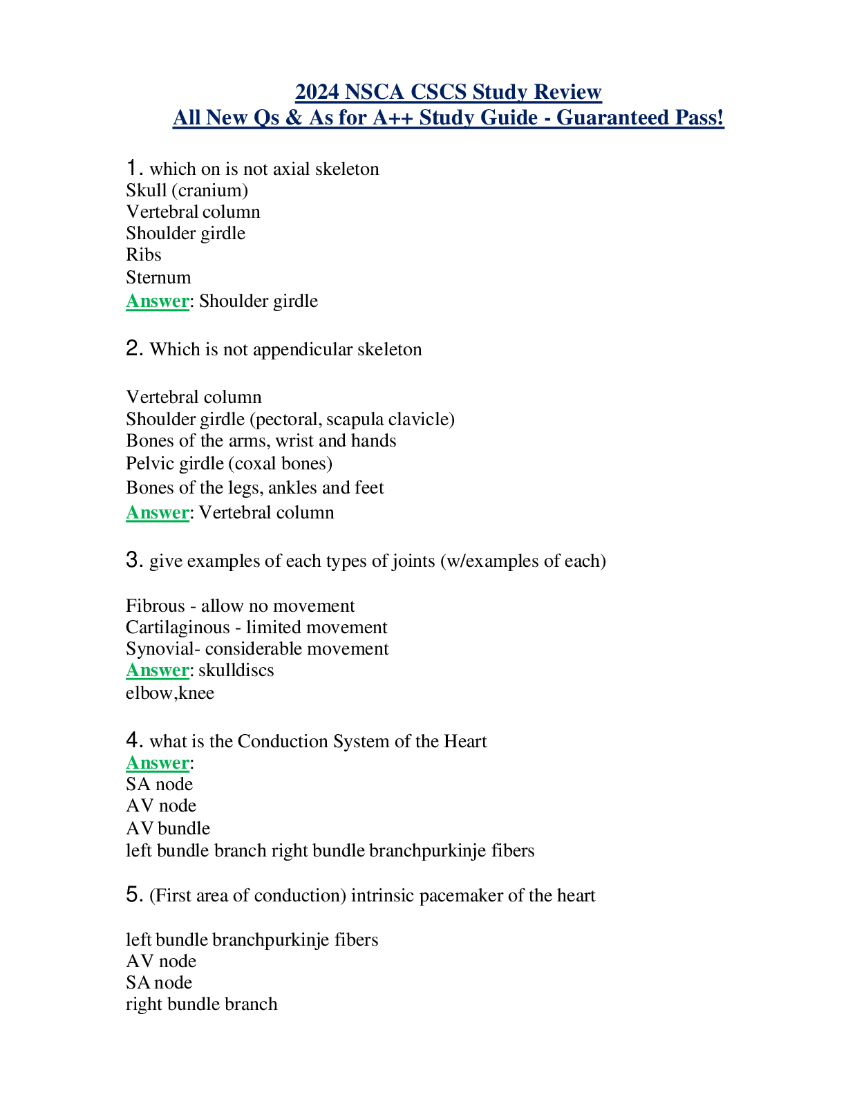 2024 NSCA CSCS Study Review All New Qs & As for A++ Study Guide - Guaranteed Pass!