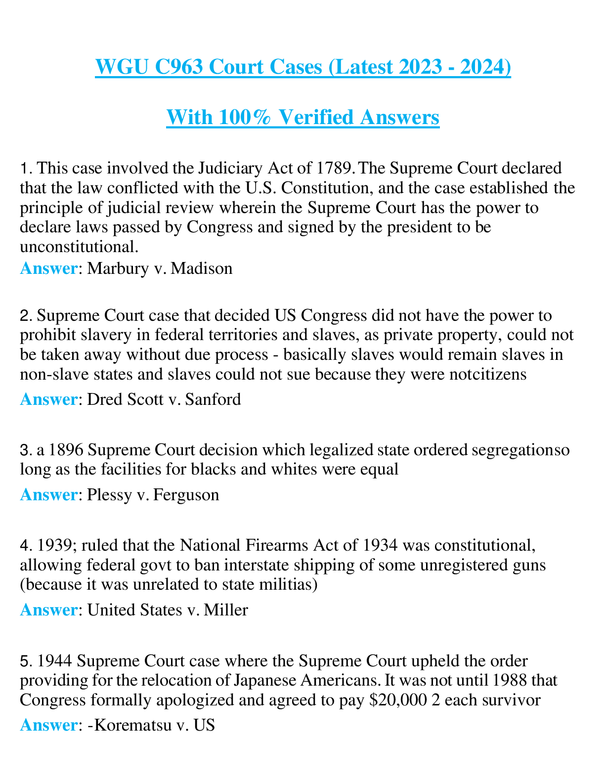 WGU C963 Court Cases (Latest 2023 - 2024) With 100% Verified Answers