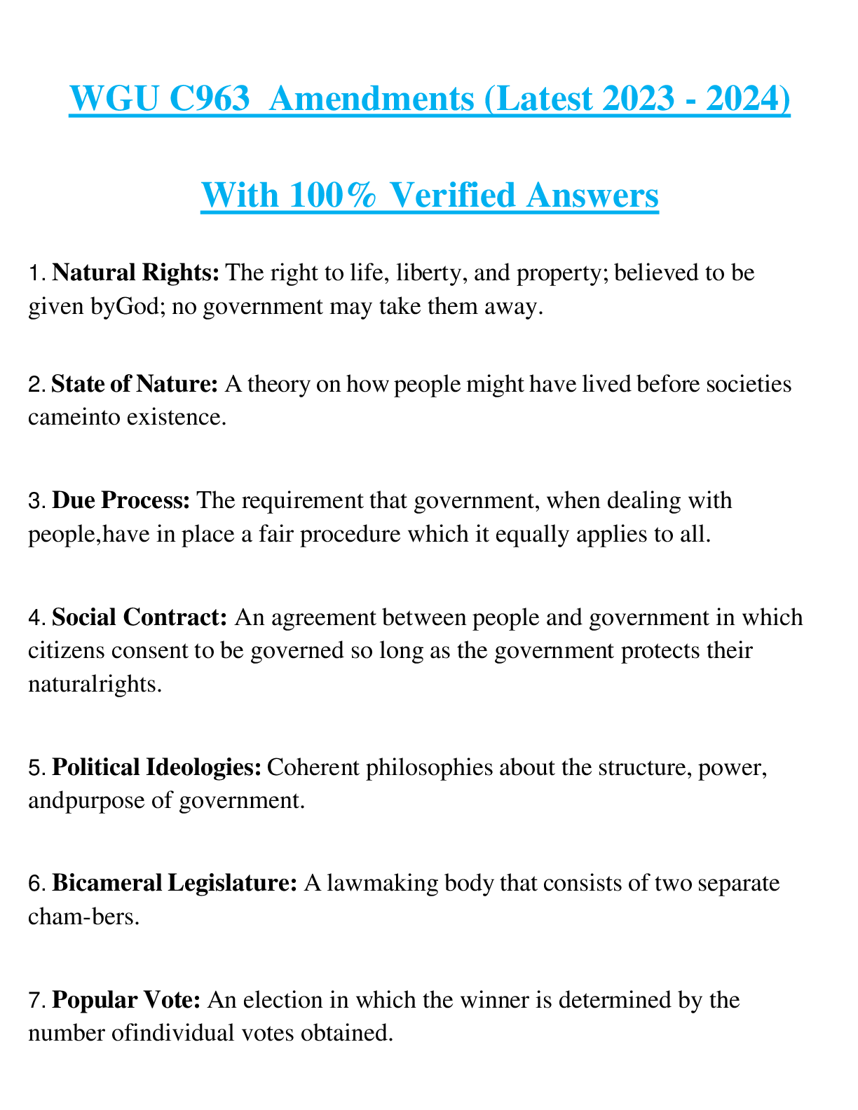 WGU C963 Amendments (Latest 2023 - 2024) With 100% Verified Answers