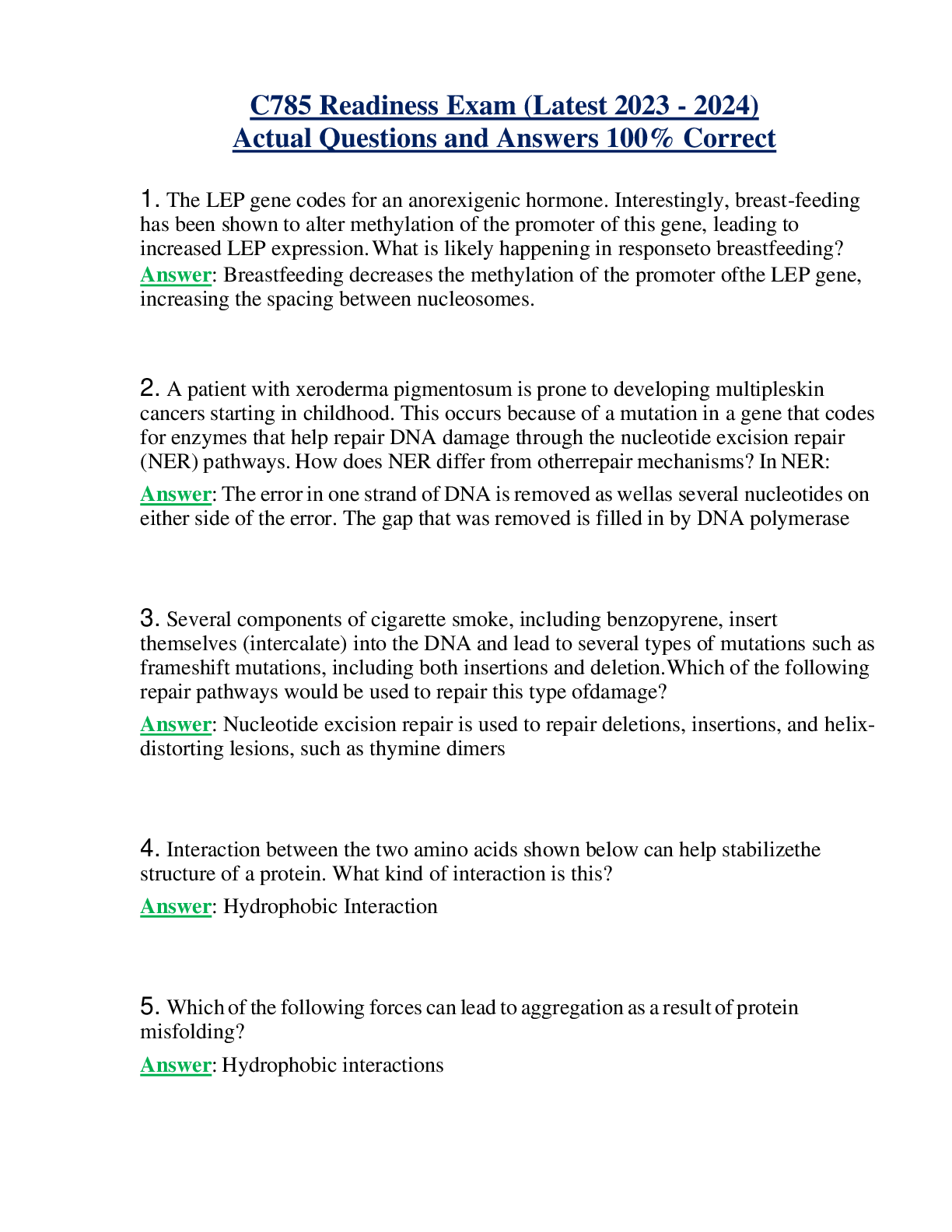 C785 Readiness Exam (Latest 2023 - 2024) Actual Questions and Answers 100% Correct