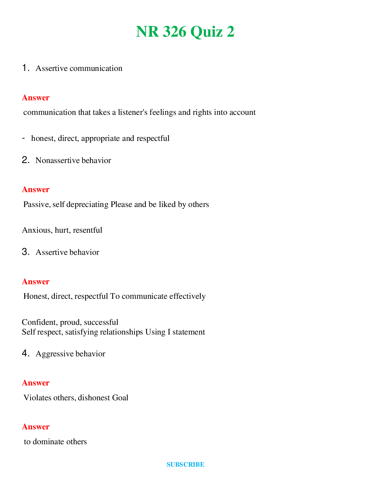 NR 326 Quiz 2    Questions and Answers (Verified Answers)