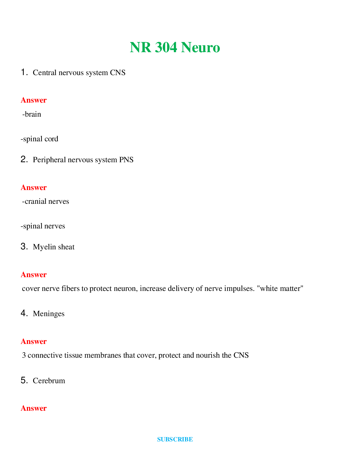 NR 304 Neuro    Questions and Answers (Verified Answers)