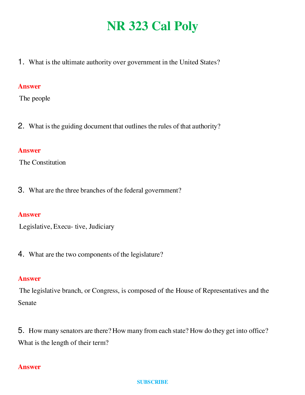NR 323 Cal Poly    Questions and Answers (Verified Answers)