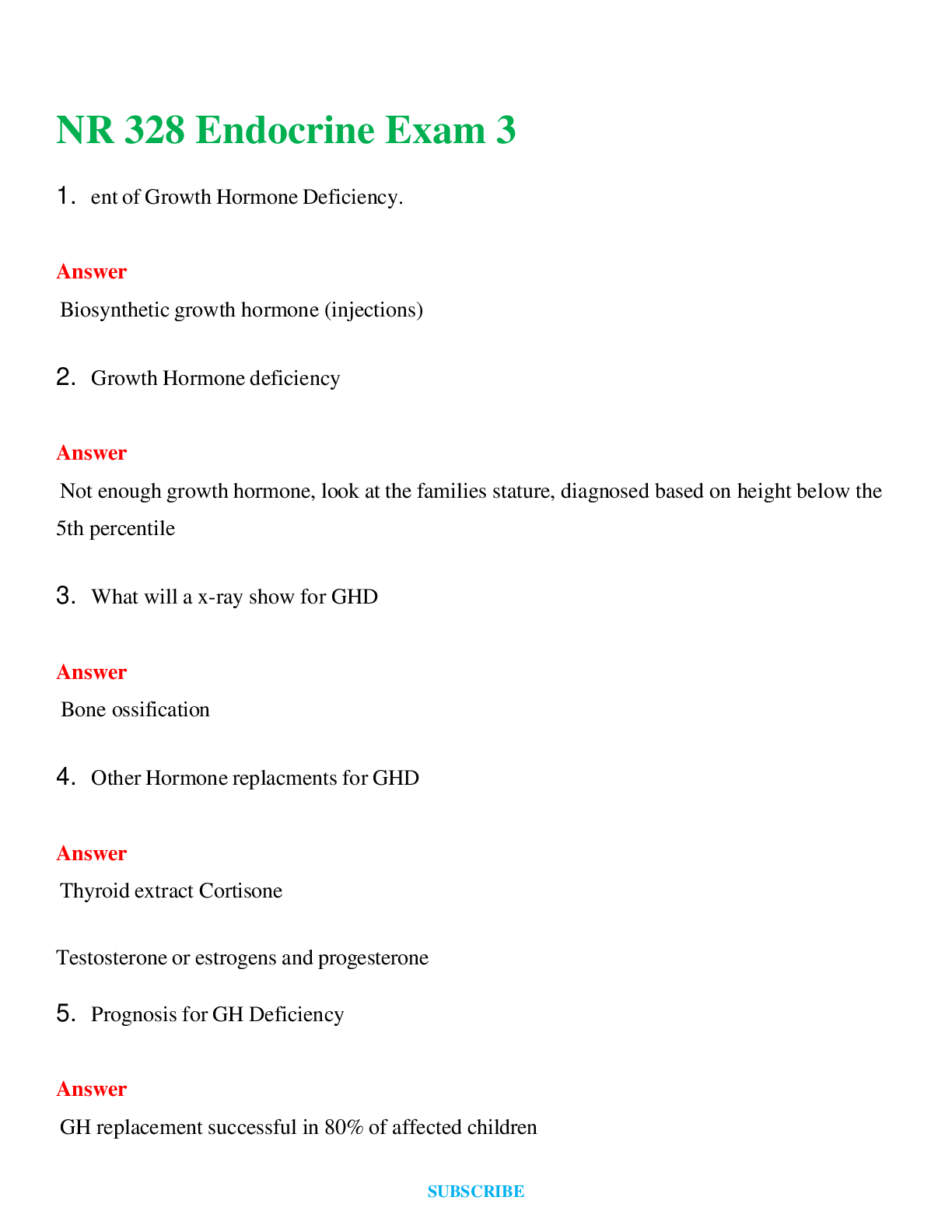 NR 328 Endocrine Exam 3    Questions and Answers (Verified Answers)