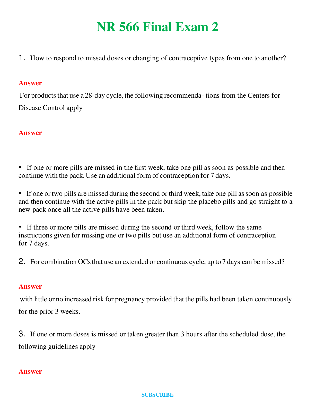 Preview of NR 566 Final Exam 2   Questions and Answers (Verified Answers)