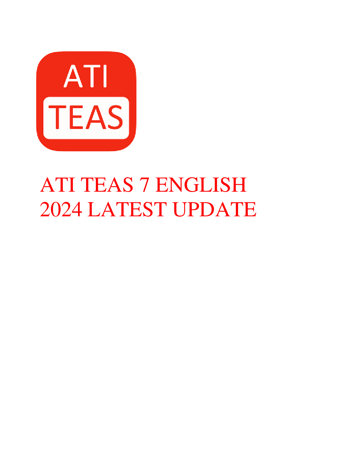 Preview image for ATI TEAS 7 ENGLISH 2024 LATEST UPDATE