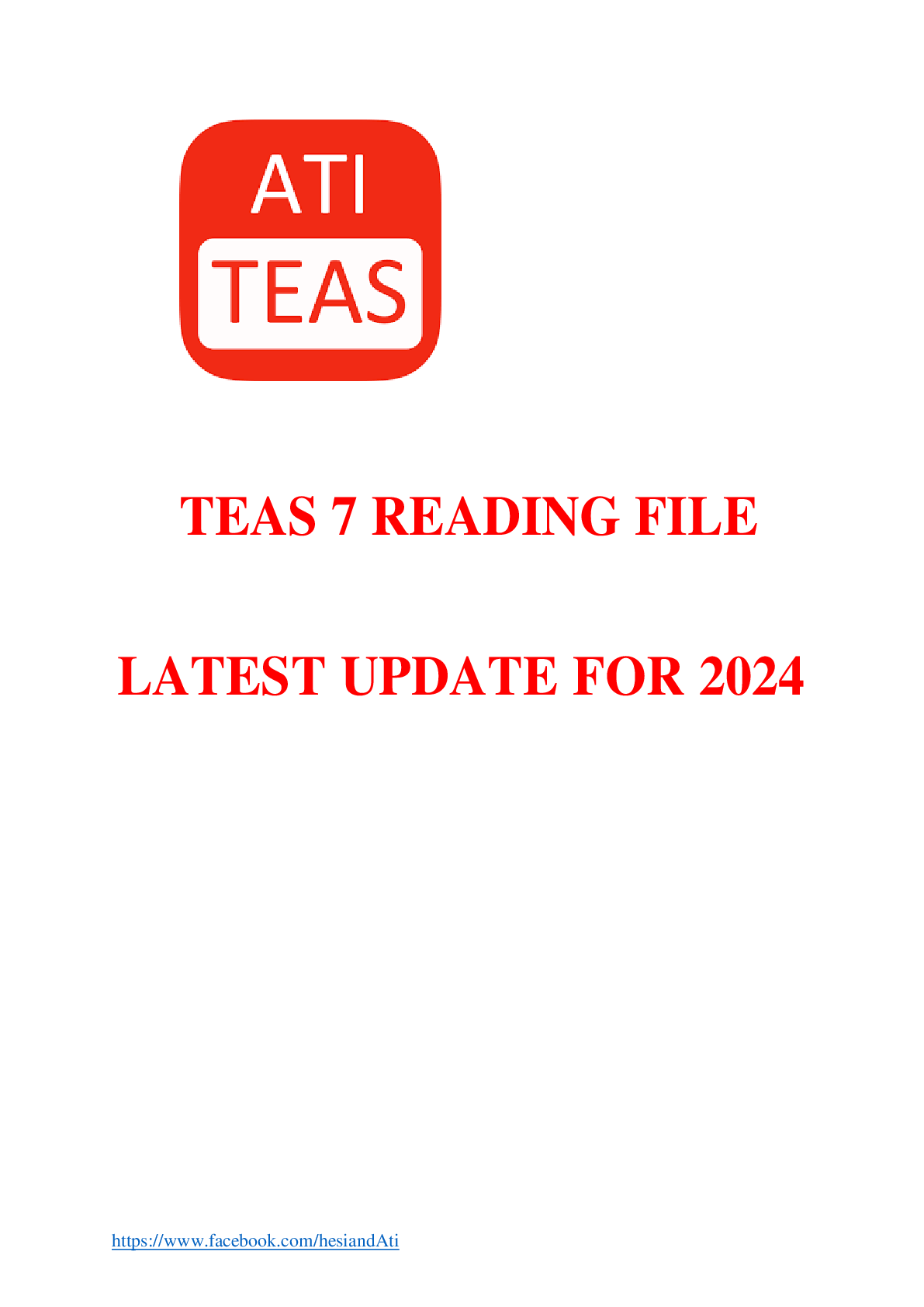 Preview image for ATI TEAS 7 READING FILE LATEST UPDATE FOR 2024