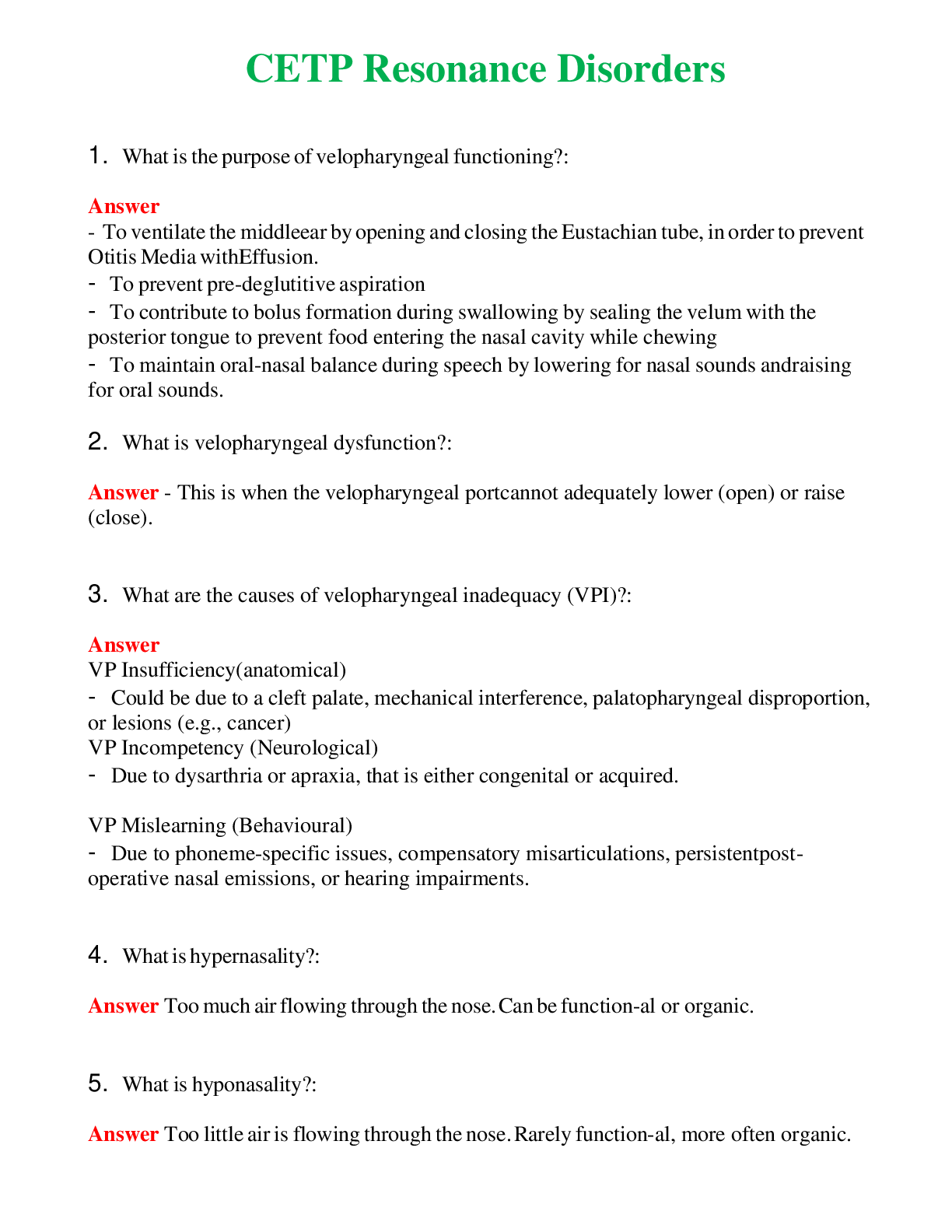   CETP Resonance Disorders | Actual Questions and Verified Answers ( Included ) 100% Correct