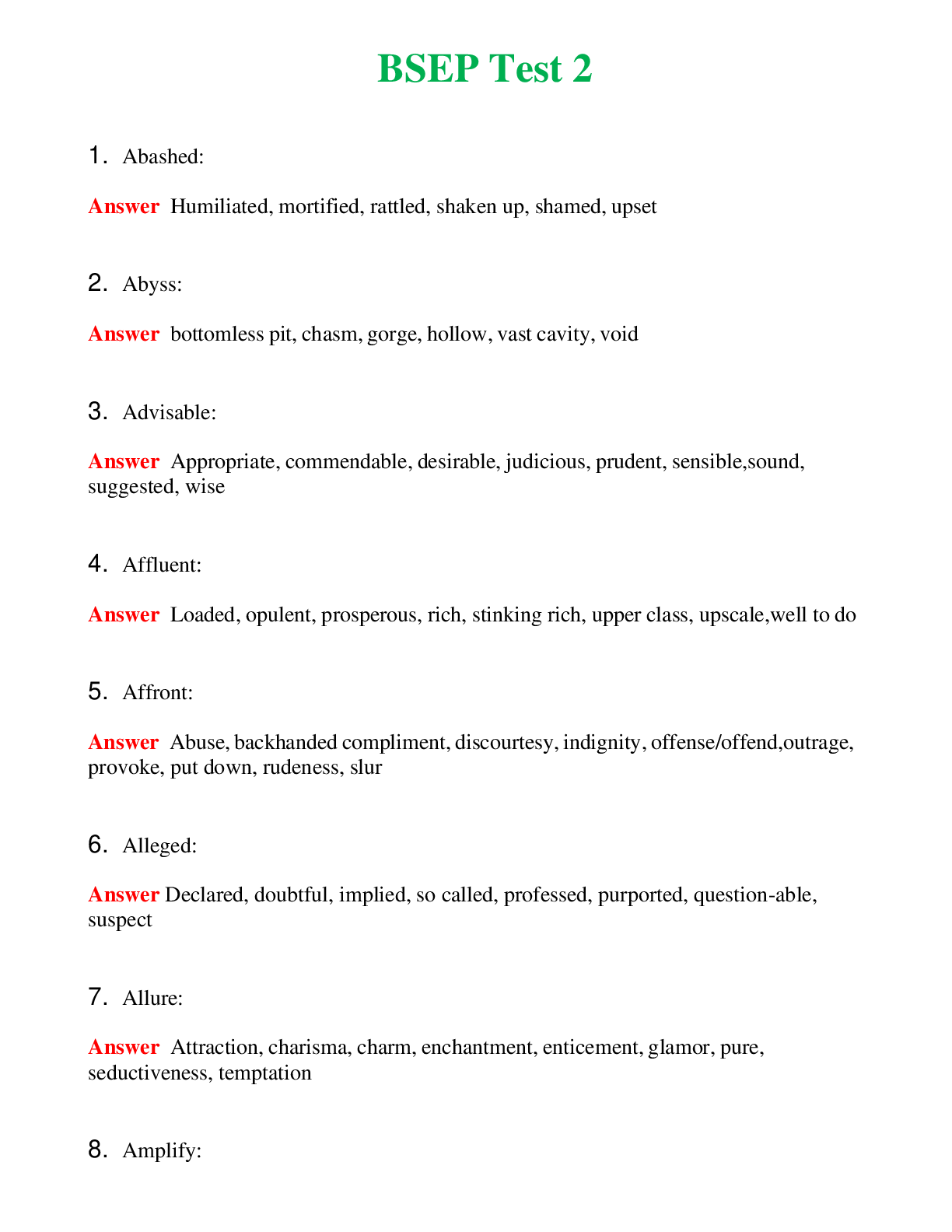 BSEP Test 2   Questions With Complete Grade A+ Answers