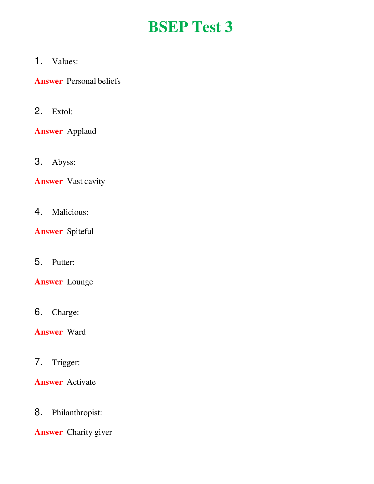 BSEP Test 3   Questions With Complete Grade A+ Answers