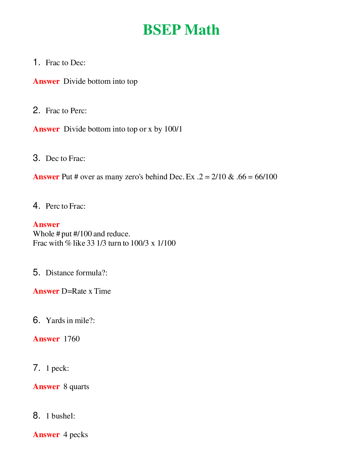 BSEP Math   Questions With Complete Grade A+ Answers