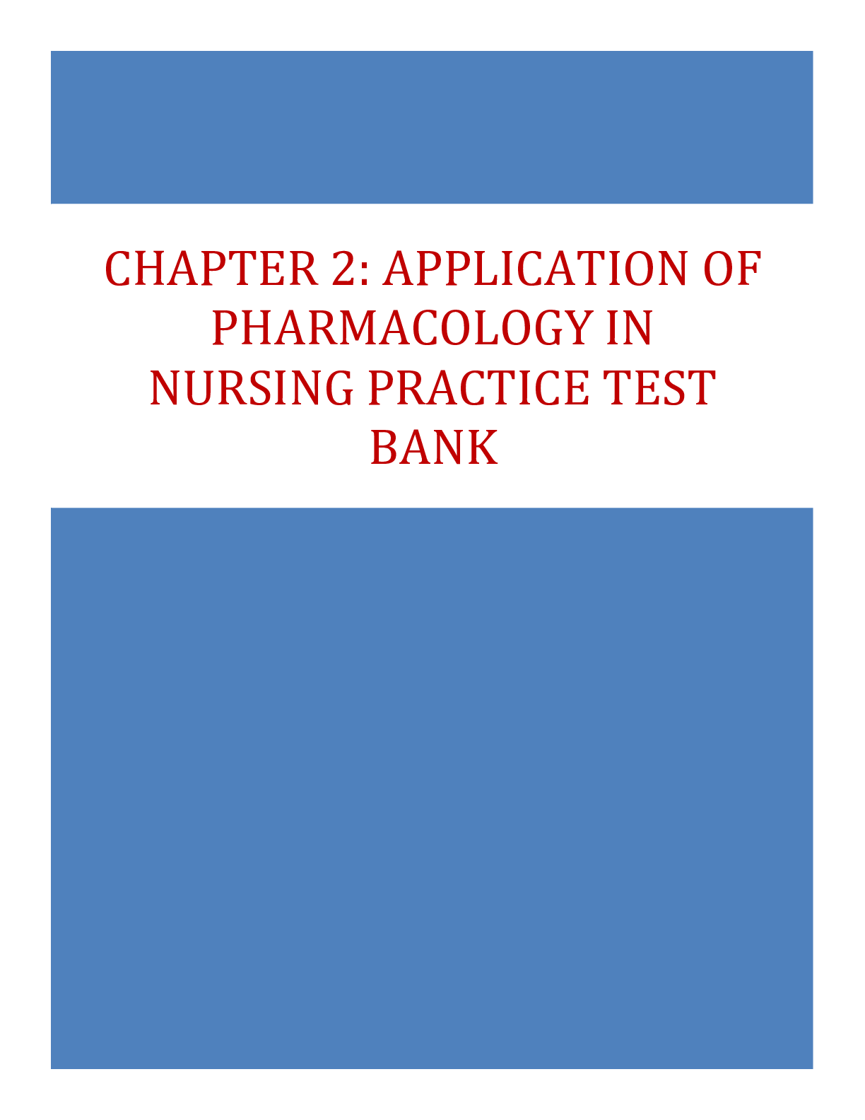 Preview image for Test Bank for Application of Pharmacology in Nursing Practice