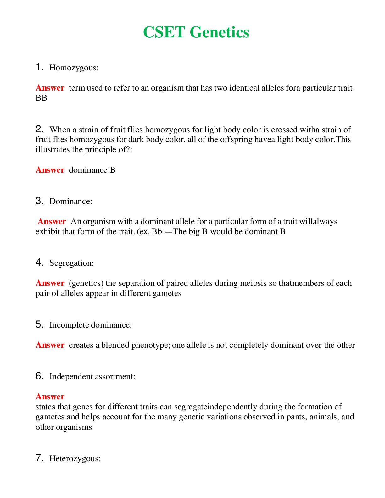 CSET Genetics   Questions With Complete Grade A+ Answers