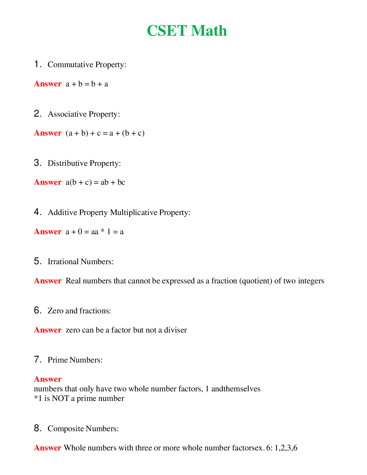 CSET Math   Questions With Complete Grade A+ Answers