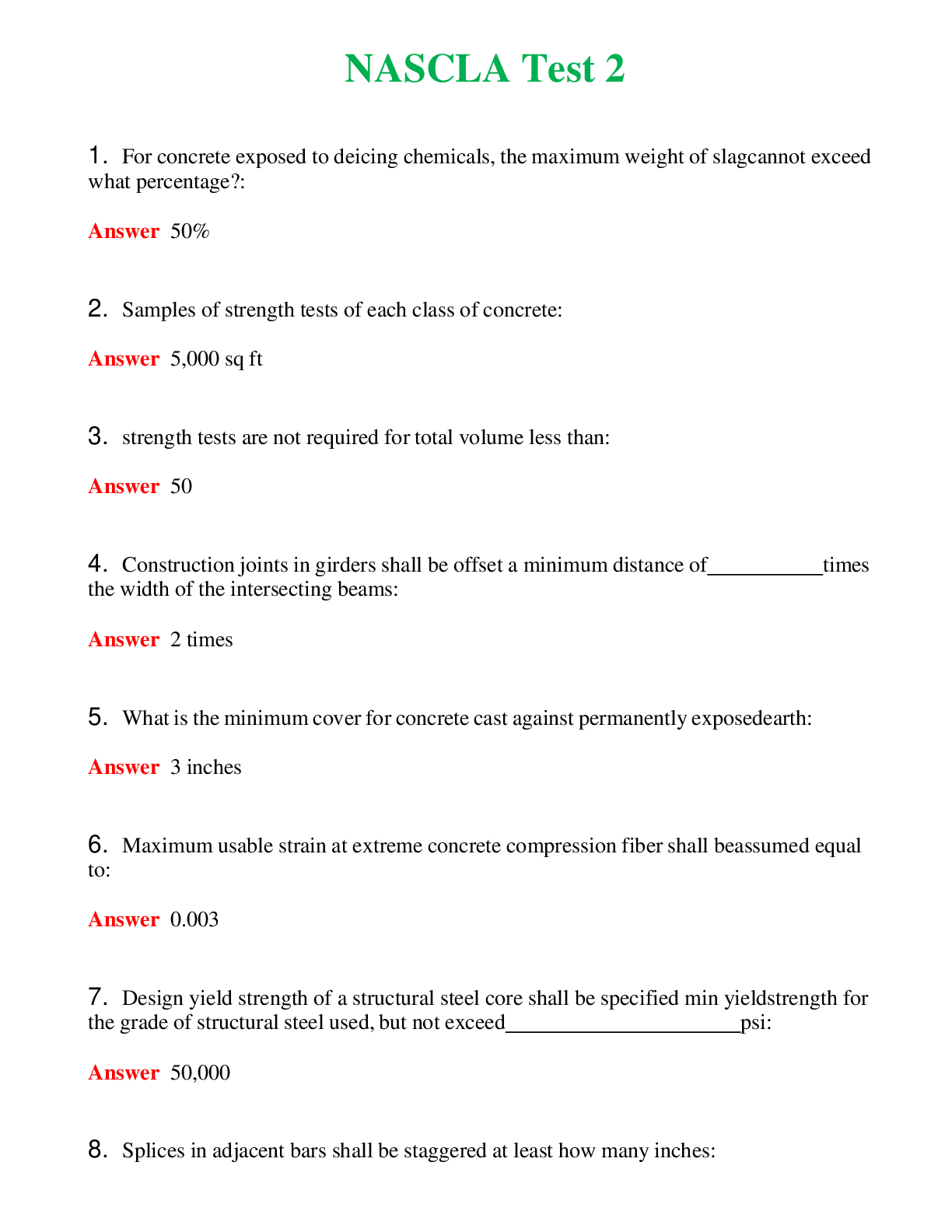   NASCLA Test 2 | Actual Questions and Verified Answers ( Included ) 100% Correct