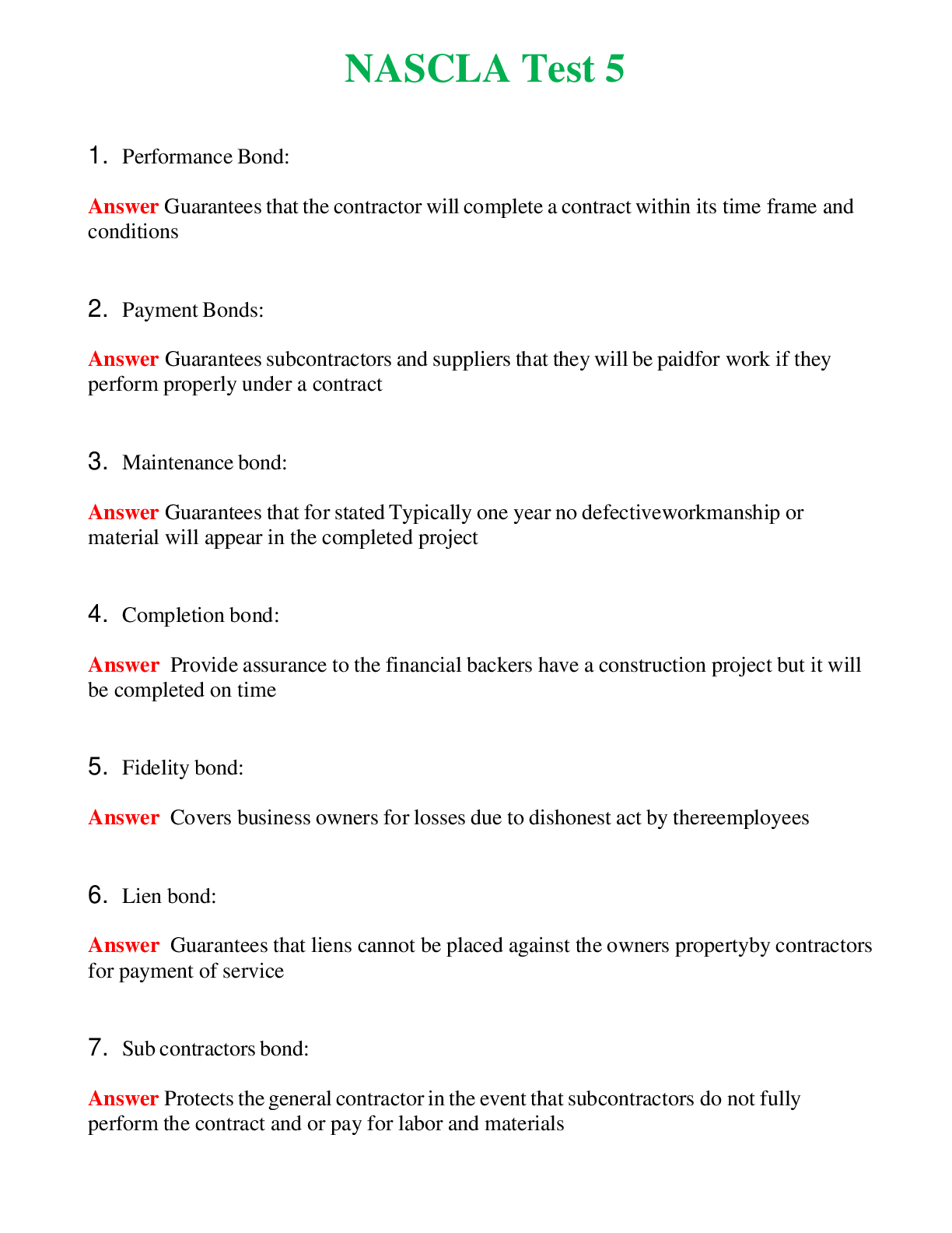   NASCLA Test 5 | Actual Questions and Verified Answers ( Included ) 100% Correct