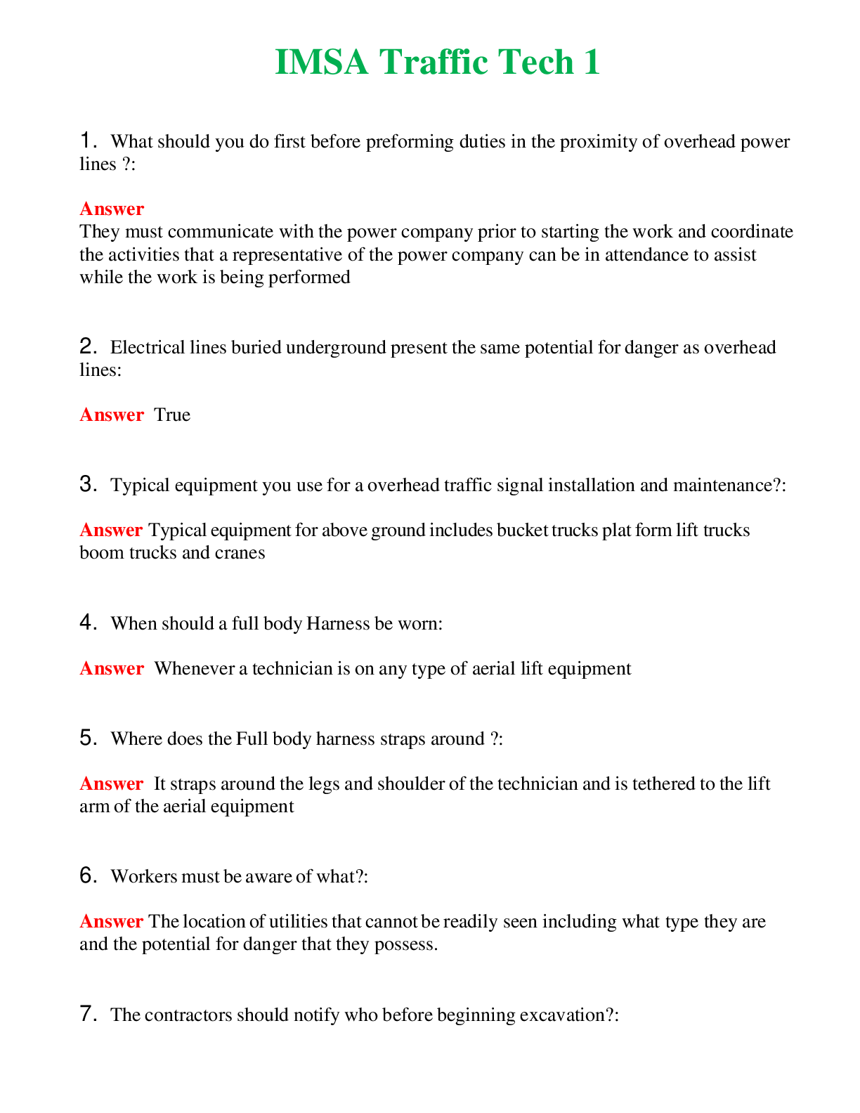   IMSA Traffic Tech 1 | Actual Questions and Verified Answers ( Included ) 100% Correct