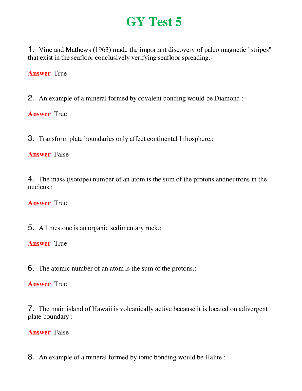   GY Test 5 | Actual Questions and Verified Answers ( Included ) 100% Correct