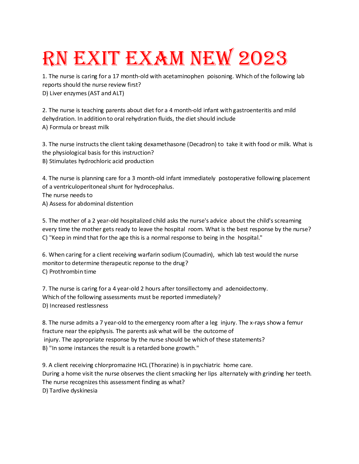 Preview image for RN EXIT EXAM NEW 2023