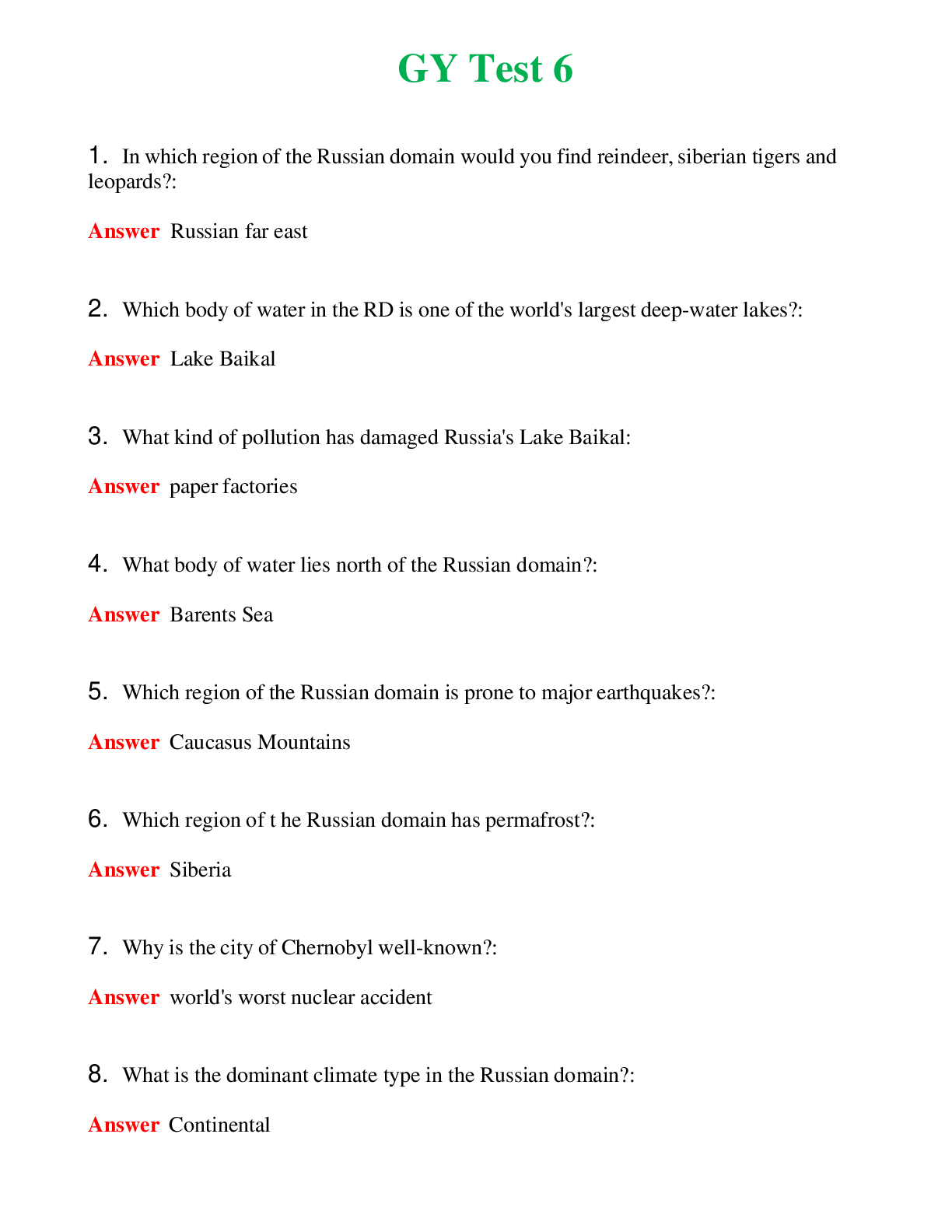   GY Test 6 | Actual Questions and Verified Answers ( Included ) 100% Correct