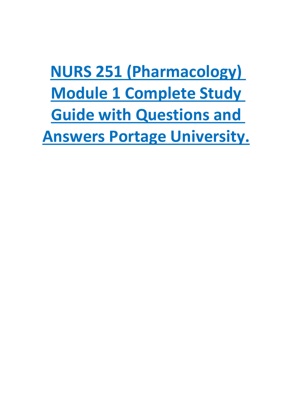 NURS 251 MODULE 1 EXAM 1  ALREADY PASSED PORTAGE  LEARNING