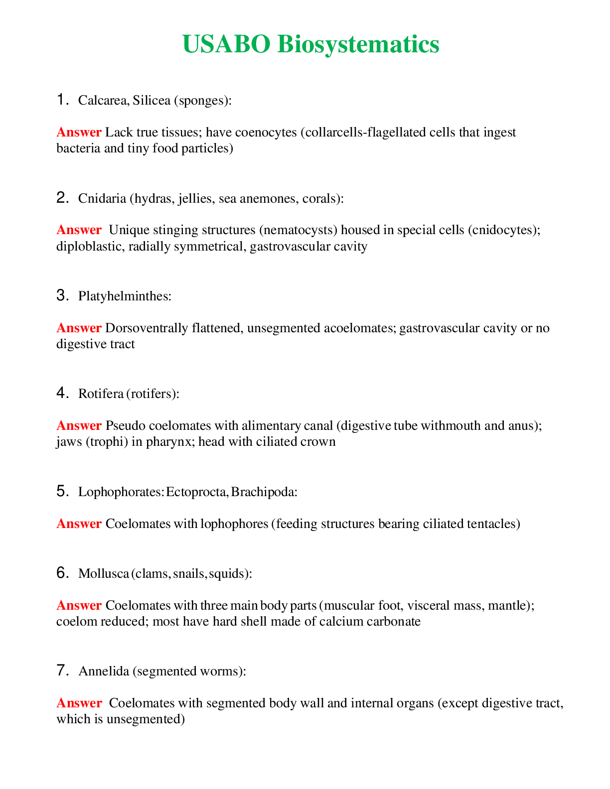 USABO Biosystematics   Questions With Complete Grade A+ Answers