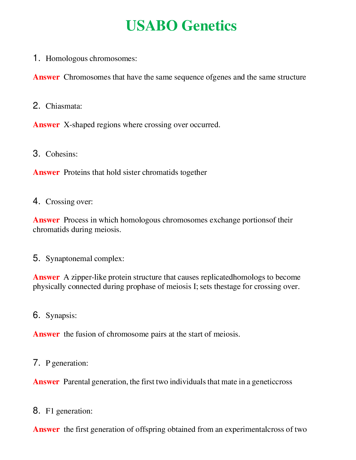 USABO Genetics   Questions With Complete Grade A+ Answers
