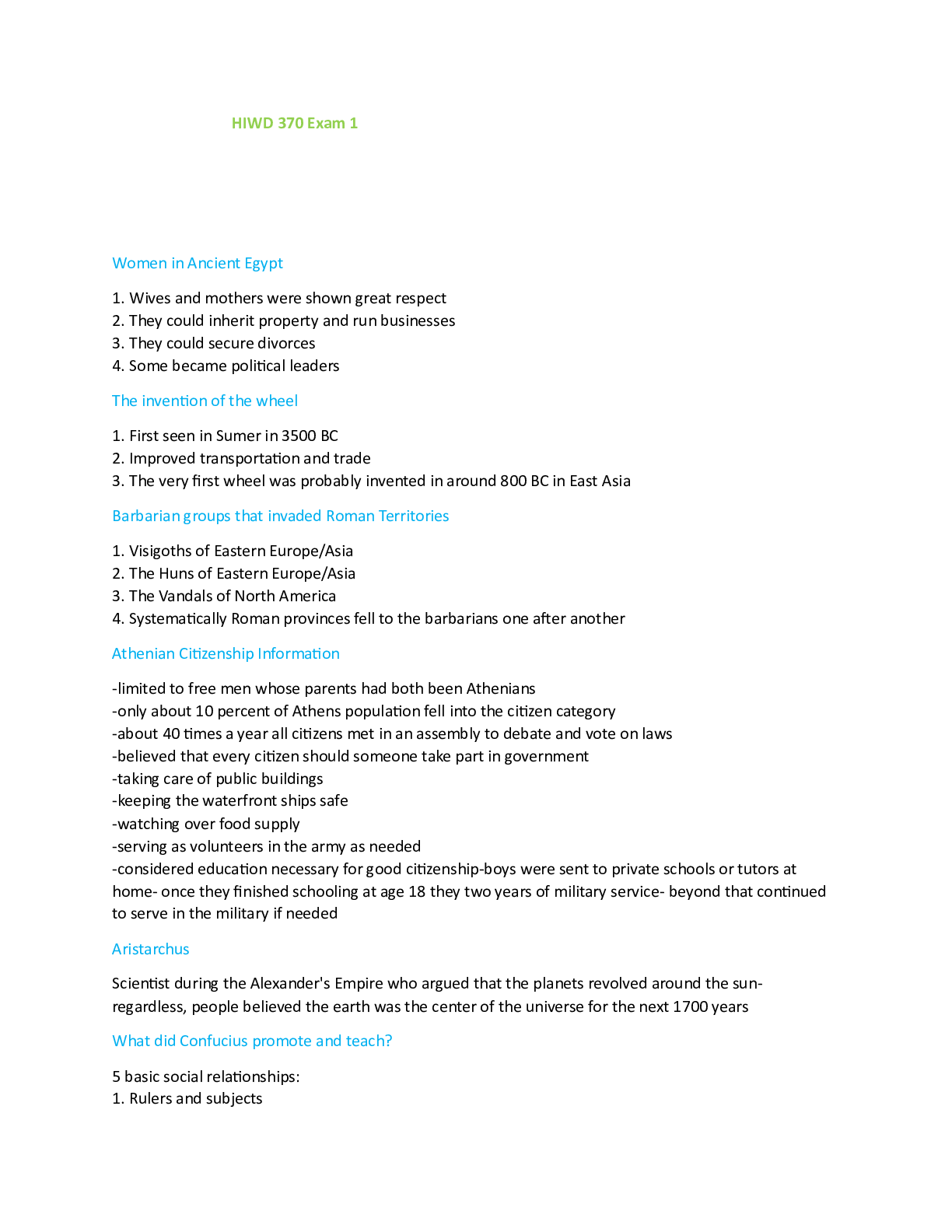 Recommended document preview for HIWD 370 Exam 1 questions and answers graded A+ 2024/2025