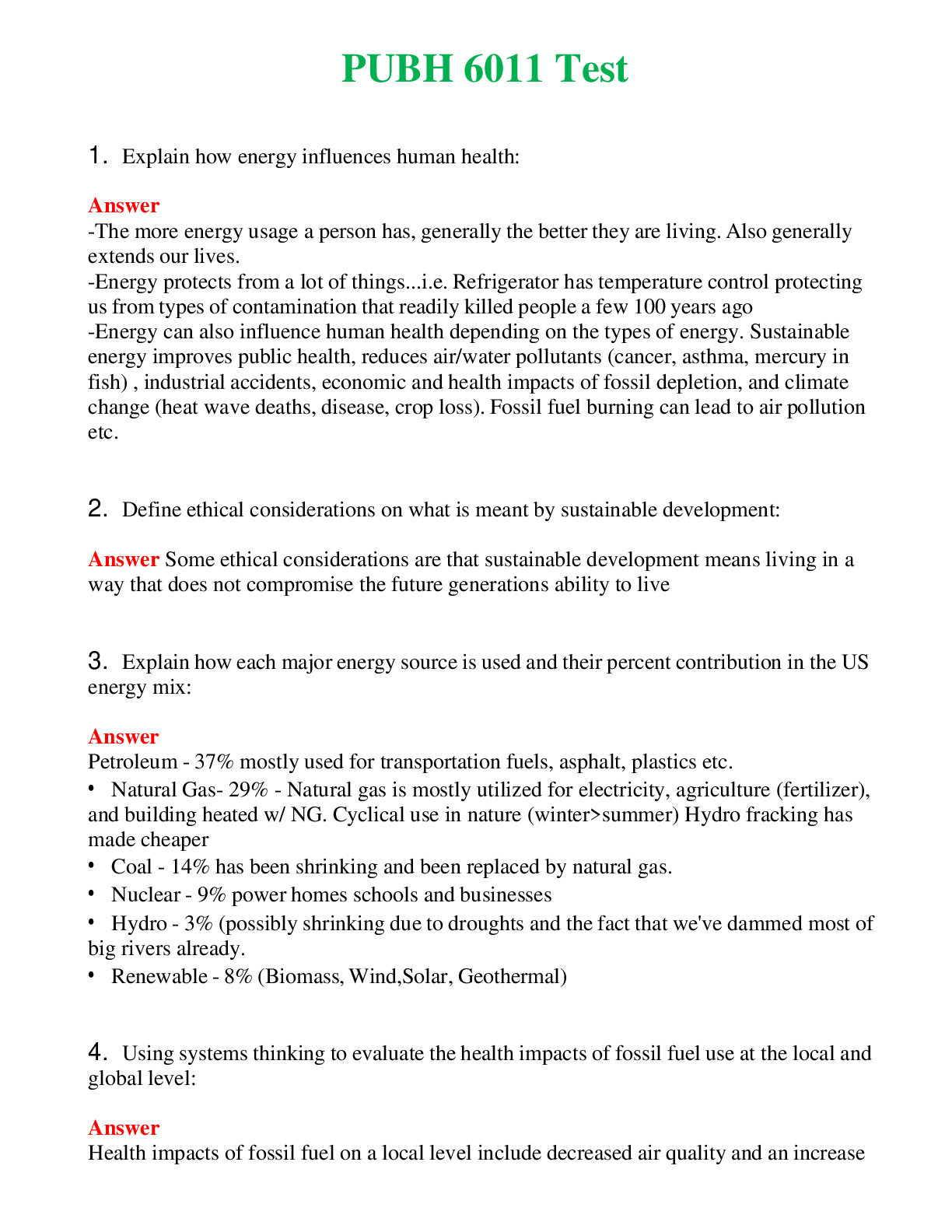   PUBH 6011 Test | Actual Questions and Verified Answers ( Included ) 100% Correct