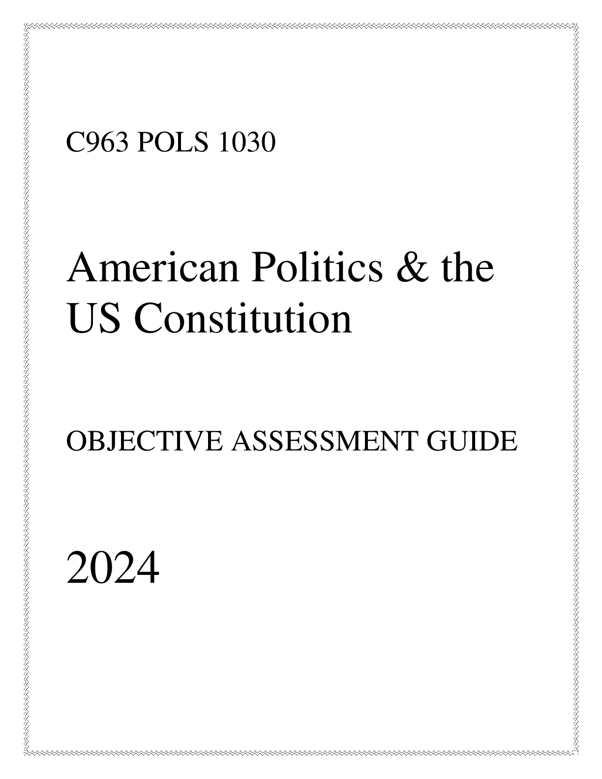 Preview image for WGU C963 - POLS 1030 American Politics & the US Constitution - Comprehensive OA Guide 2024