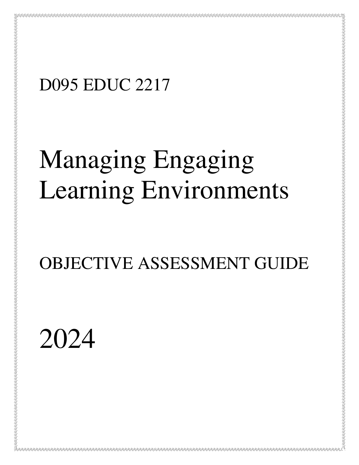Preview image for WGU D095 - EDUC 2217 Managing Engaging Learning Environments - Comprehensive OA Guide 2024