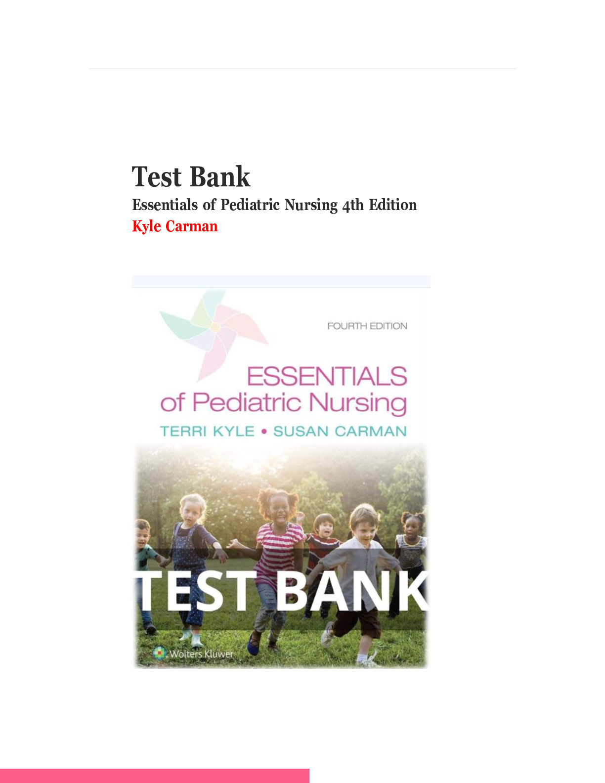 Preview image for Test Bank Essentials of Pediatric Nursing 4th Edition Kyle Carman