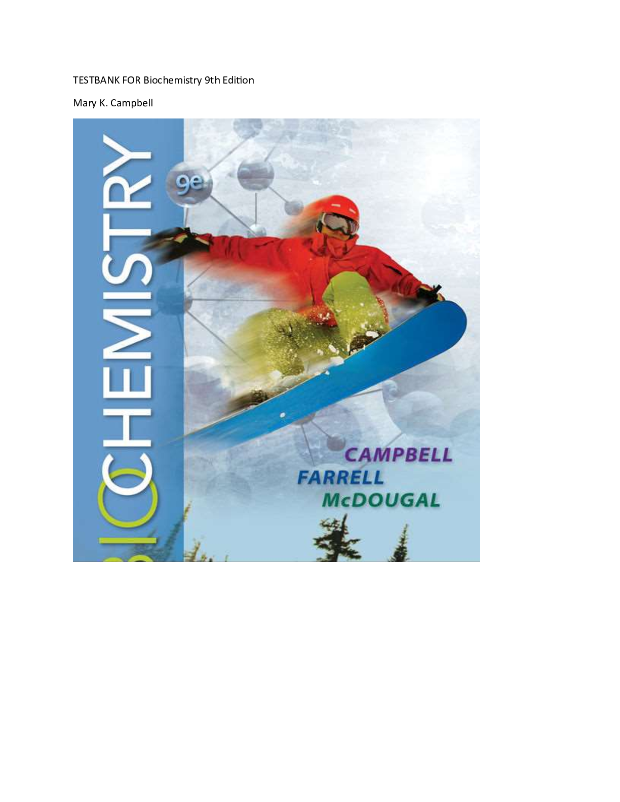 Preview image of TESTBANK for Biochemistry  9th Edition document