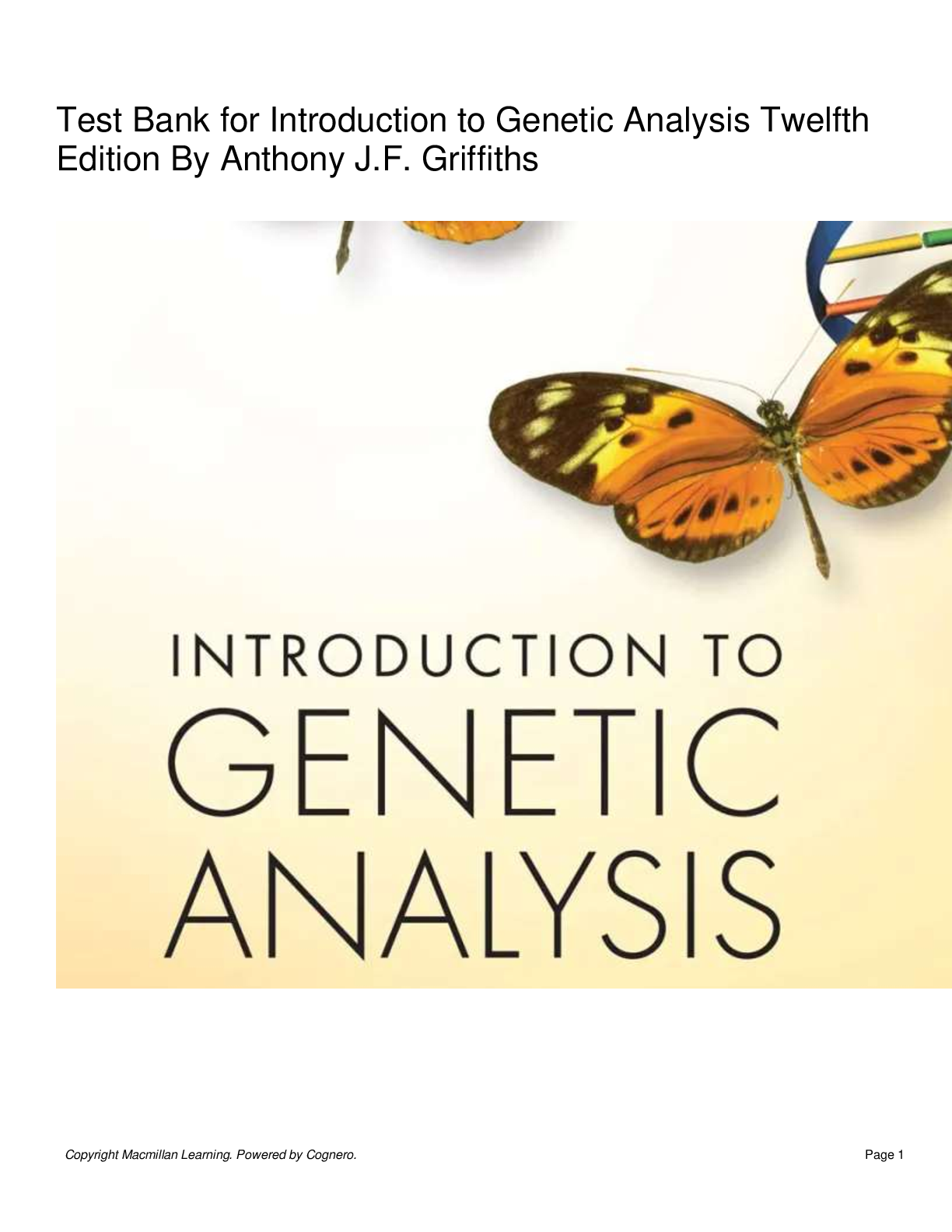 Preview image for Test Bank for Introduction to Genetic Analysis Twelfth Edition By Anthony J.F. Griffiths