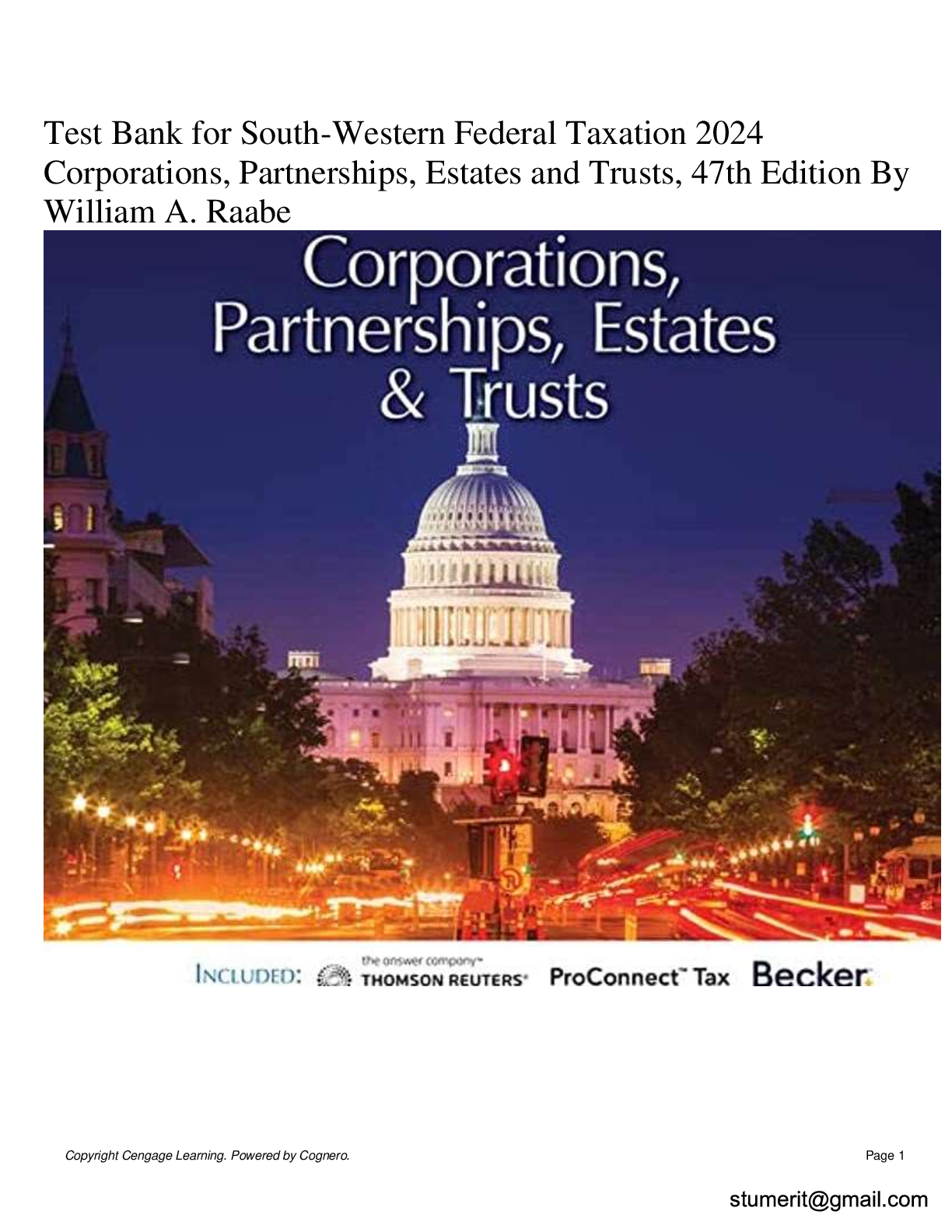 Preview image for Test Bank for South-Western Federal Taxation 2024  Corporations, Partnerships, Estates and Trusts, 47th Edition By  William A. Raabe