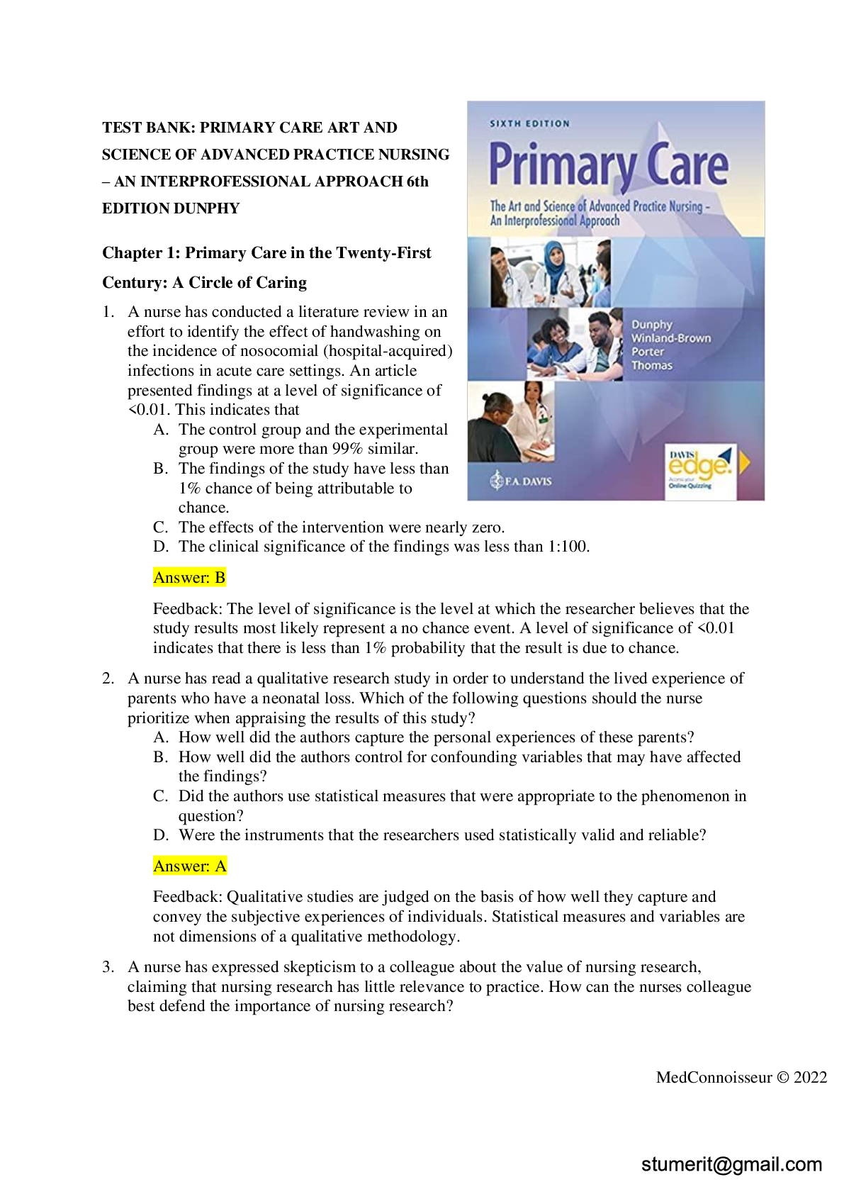 Preview image for TEST BANK: PRIMARY CARE ART AND SCIENCE OF ADVANCED PRACTICE NURSING – AN INTERPROFESSIONAL APPROACH 6th EDITION DUNPHY