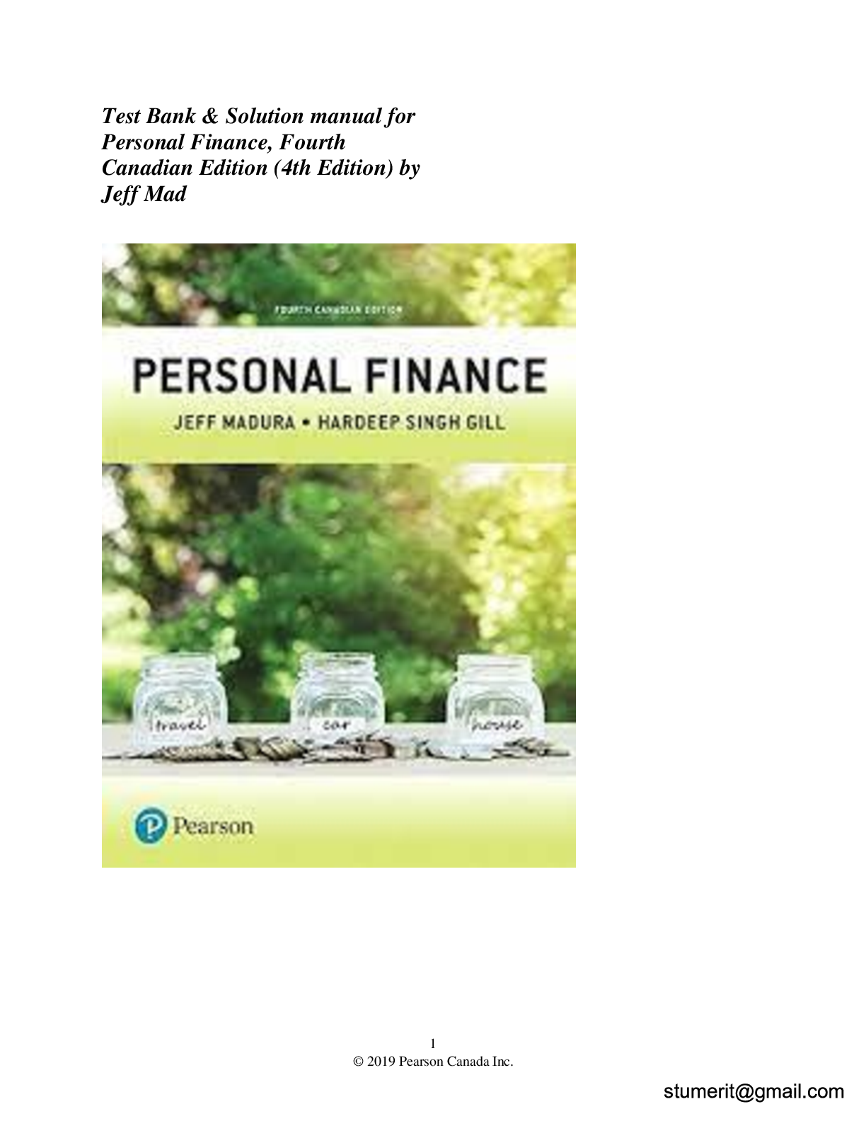 Preview image for Test Bank & Solution manual for  Personal Finance, Fourth  Canadian Edition (4th Edition) by  Jeff Mad