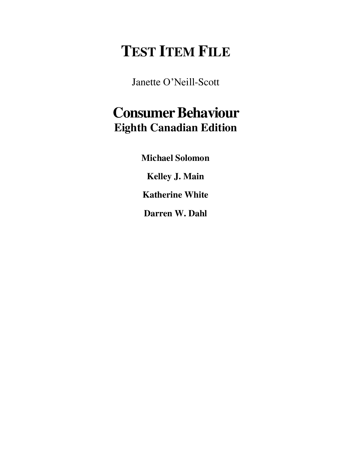 Preview image for Test Bank For Consumer Behaviour Eighth Canadian Edition by micheal, kelly,kathrine and darren